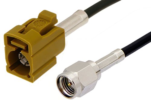SMA Male to Curry FAKRA Jack Cable 48 Inch Length Using PE-C100-LSZH Coax