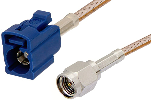SMA Male to Blue FAKRA Jack Cable 48 Inch Length Using RG316 Coax