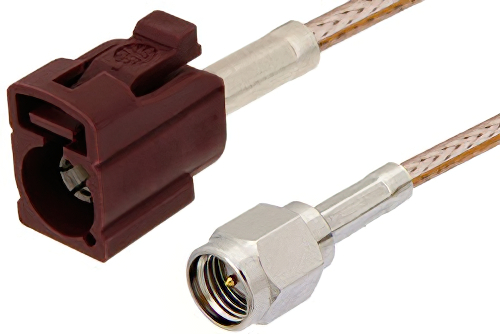 SMA Male to Bordeaux FAKRA Jack Cable Using RG316 Coax