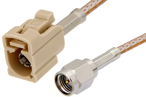 SMA Male to Beige FAKRA Jack Cable 36 Inch Length Using RG316 Coax