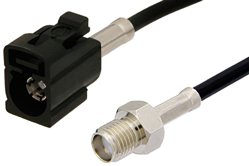 SMA Female to Black FAKRA Jack Cable 24 Inch Length Using PE-C100-LSZH Coax