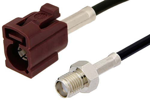 SMA Female to Bordeaux FAKRA Jack Cable 36 Inch Length Using PE-C100-LSZH Coax