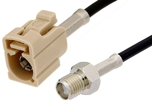 SMA Female to Beige FAKRA Jack Cable 36 Inch Length Using PE-C100-LSZH Coax