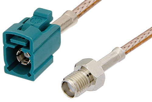 SMA Female to Water Blue FAKRA Jack Cable 24 Inch Length Using RG316 Coax