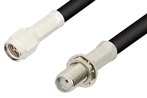 SMA Male to SMA Female Bulkhead Cable 36 Inch Length Using 53 Ohm RG55 Coax