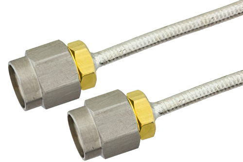 SMA Male to SMA Male Semi-Flexible Cable 18 Inch Length Using PE-SR405FL Coax, LF Solder, RoHS