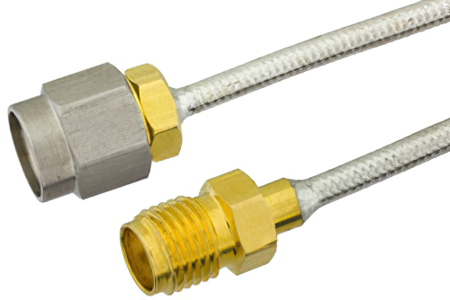 SMA Male to SMA Female Semi-Flexible Precision Cable 18 Inch Length Using PE-SR405FL Coax, RoHS