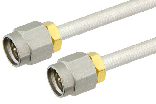 SMA Male to SMA Male Semi-Flexible Cable 12 Inch Length Using PE-SR402FL Coax, LF Solder, RoHS