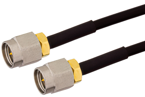 SMA Male to SMA Male Semi-Flexible Precision Cable 24 Inch Length Using PE-SR405FLJ Coax, LF Solder, RoHS