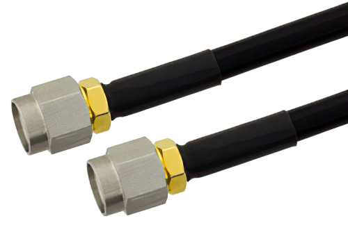 SMA Male to SMA Male Semi-Flexible Cable 12 Inch Length Using PE-SR402FLJ Coax with HeatShrink, LF Solder, RoHS