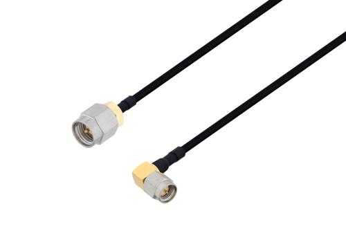 SMA Male to SMA Male Right Angle Cable Using PE-SR402FLJ Coax with HeatShrink