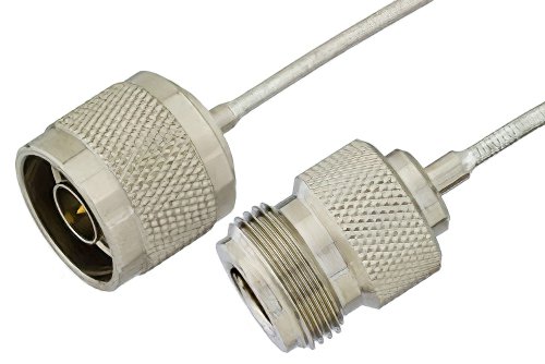 N Male to N Female Semi-Flexible Precision Cable Using PE-SR405FL Coax, LF Solder, RoHS