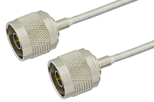 N Male to N Male Semi-Flexible Precision Cable 6 Inch Length Using PE-SR402FL Coax, LF Solder, RoHS