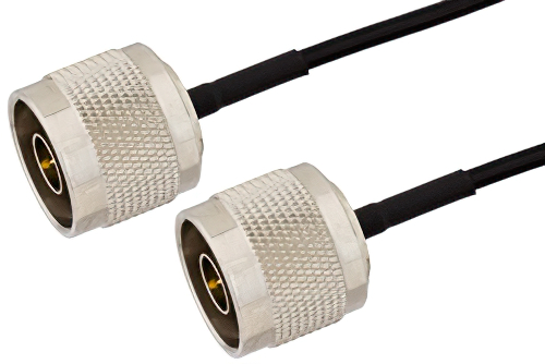 N Male to N Male Semi-Flexible Precision Cable 6 Inch Length Using PE-SR405FLJ Coax, LF Solder, RoHS