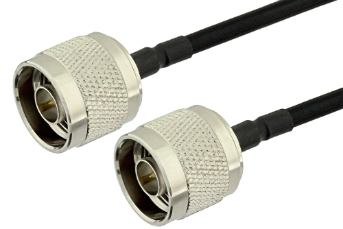 N Male to N Male Semi-Flexible Precision Cable 18 Inch Length Using PE-SR402FLJ Coax, RoHS