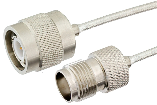 TNC Male to TNC Female Semi-Flexible Precision Cable 24 Inch Length Using PE-SR405FL Coax, LF Solder, RoHS