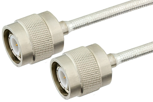 TNC Male to TNC Male Semi-Flexible Precision Cable Using PE-SR402FL Coax, LF Solder, RoHS