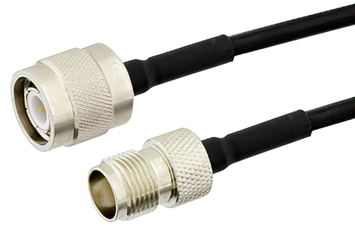 TNC Male to TNC Female Semi-Flexible Precision Cable 24 Inch Length Using PE-SR405FLJ Coax, LF Solder, RoHS