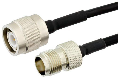 TNC Male to TNC Female Semi-Flexible Precision Cable 12 Inch Length Using PE-SR402FLJ Coax, LF Solder, RoHS