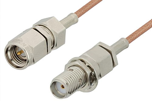 SMA Male to SMA Female Bulkhead Cable 72 Inch Length Using RG178 Coax, RoHS