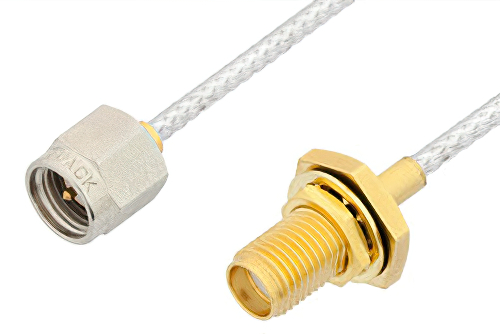 SMA Male to SMA Female Bulkhead Cable 6 Inch Length Using PE-SR405FL Coax, RoHS