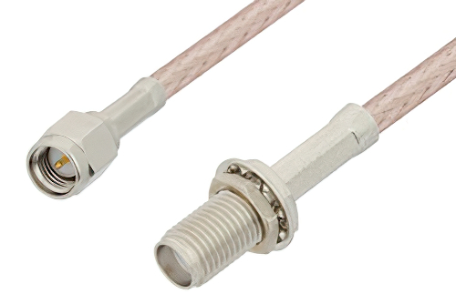 SMA Male to SMA Female Bulkhead Cable 48 Inch Length Using RG316-DS Coax, RoHS