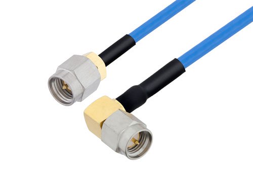 SMA Male to SMA Male Right Angle Cable Using PE-P086 Coax with HeatShrink