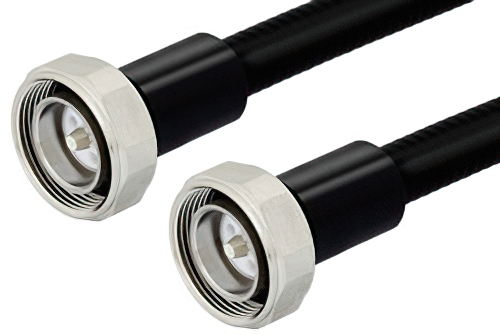 7/16 DIN Male to 7/16 DIN Male Low PIM Cable Using 1/2 inch Superflexible Coax with HeatShrink, LF Solder, RoHS