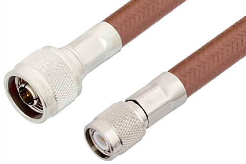 N Male to TNC Male Cable 60 Inch Length Using RG393 Coax, RoHS