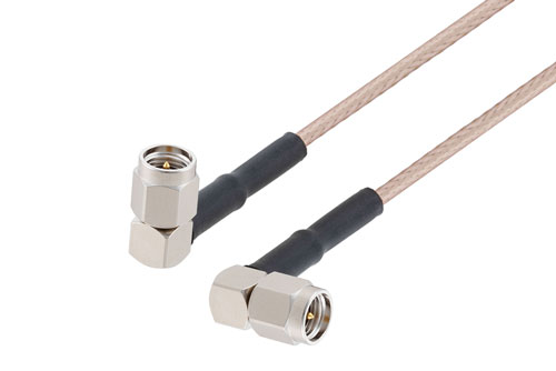 SMA Male Right Angle to SMA Male Right Angle Cable Using RG316-DS Coax with HeatShrink and 180 Deg. Clock