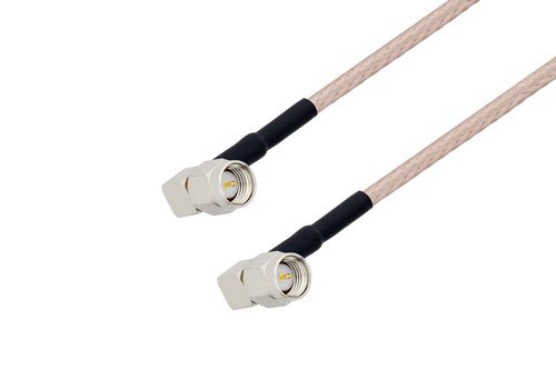 SMA Male Right Angle to SMA Male Right Angle Cable Using RG316-DS Coax with HeatShrink