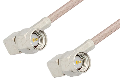 SMA Male Right Angle to SMA Male Right Angle Cable 18 Inch Length Using RG316-DS Coax, RoHS