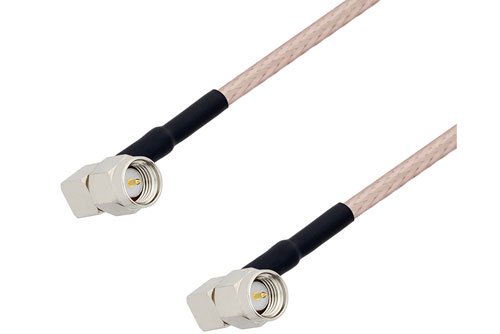SMA Male Right Angle to SMA Male Right Angle Cable Using RG316-DS Coax with HeatShrink, LF Solder