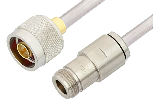 N Male to N Female Cable 24 Inch Length Using PE-SR401AL Coax , LF Solder