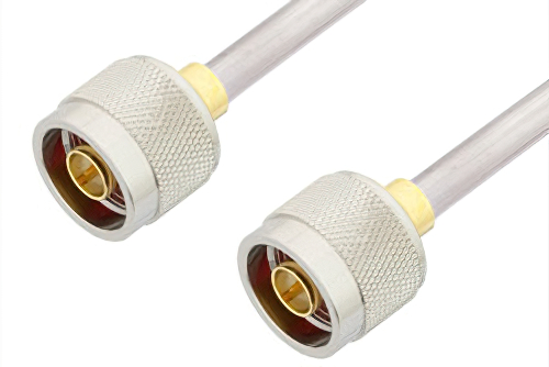 N Male to N Male Cable 60 Inch Length Using PE-SR401AL Coax , LF Solder