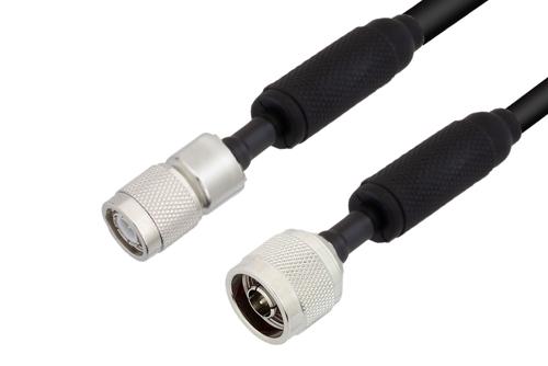 Waterproof IP68 N Male (Plug) to TNC Male (Plug) Low Loss Cable Using LMR-400 Coax