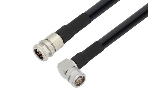 N Male to N Male Right Angle Low Loss Cable Using LMR-600 Coax with HeatShrink