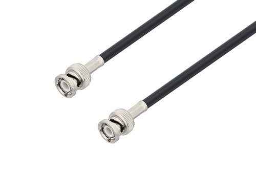 BNC Male to BNC Male Low Loss Cable 12 Inch Length Using LMR-195 Coax, LF Solder