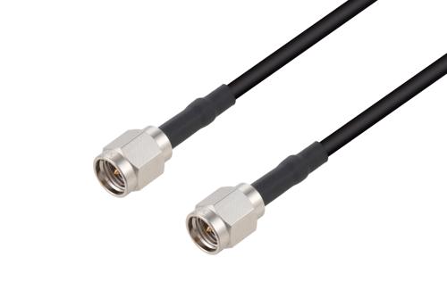 SMA Male to SMA Male Low Loss Cable Using LMR-100 Coax with HeatShrink, LF Solder