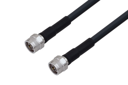 N Male to N Male Low Loss Cable Using LMR-400 Coax with Times Microwave Components with HeatShrink