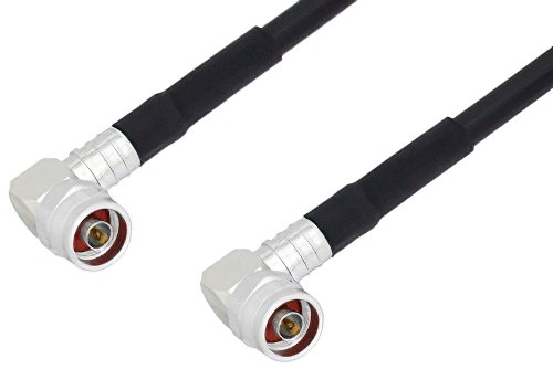 N Male Right Angle to N Male Right Angle Low Loss Cable Using LMR-400 Coax with Times Microwave Components with HeatShrink