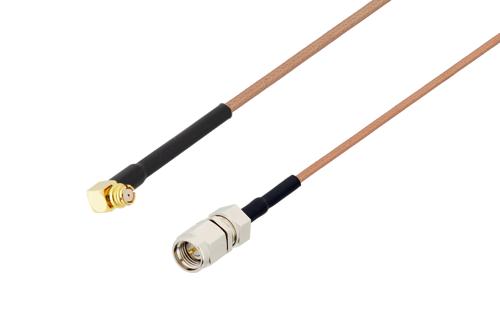 SMP Female Right Angle to SMA Male Cable Using RG178 Coax with HeatShrink, LF Solder