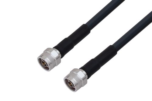 N Male to N Male Low Loss Cable Using LMR-400-DB Coax with HeatShrink, LF Solder
