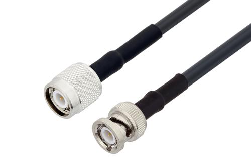 TNC Male to BNC Male Low Loss Cable Using LMR-195 Coax with HeatShrink, LF Solder