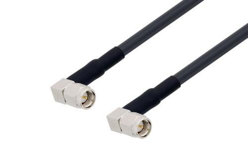 SMA Male Right Angle to SMA Male Right Angle Low Loss Cable Using LMR-195 Coax with HeatShrink