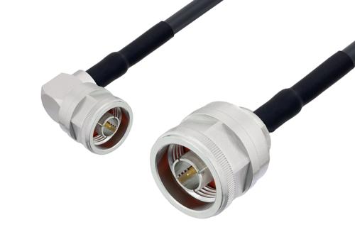 N Male Right Angle to N Male Low Loss Cable Using LMR-240 Coax with HeatShrink