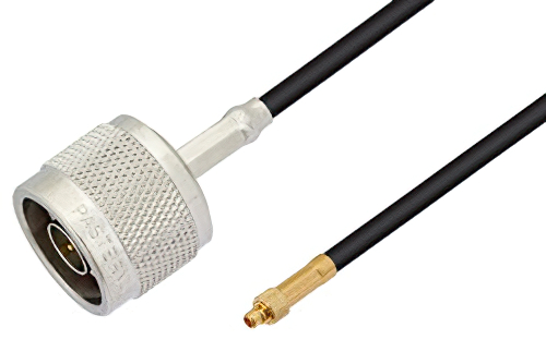 N Male to MMCX Plug Cable Using LMR-100 Coax, LF Solder, RoHS