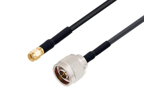 Reverse Polarity SMA Plug to N Male Low Loss Cable Using LMR-240 Coax with HeatShrink