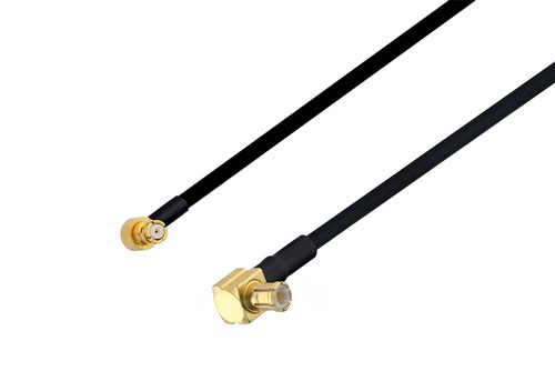 SMP Female Right Angle to MCX Plug Right Angle Cable 24 Inch Length Using PE-SR405FLJ Coax