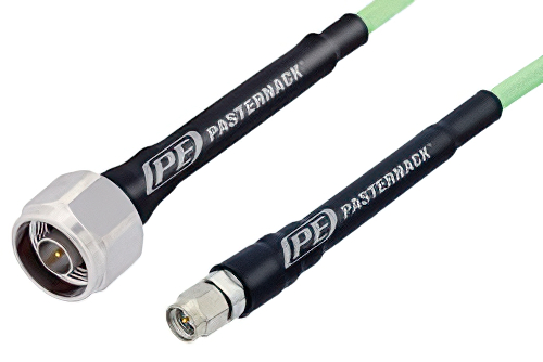 SMA Male to N Male Low Loss Cable 100 cm Length Using PE-P142LL Coax, RoHS